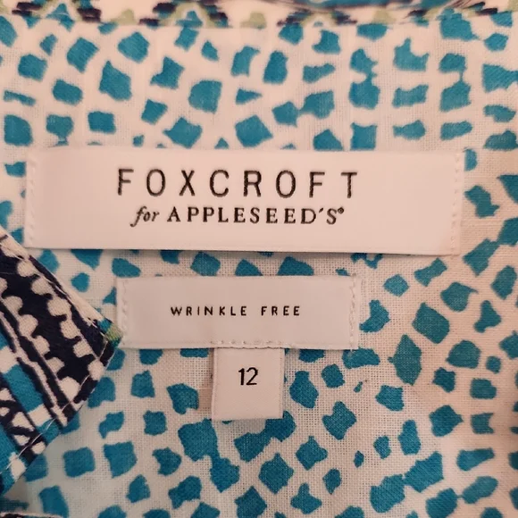 Foxcroft Turquoise and White Tunic Top - Picture 2 of 10